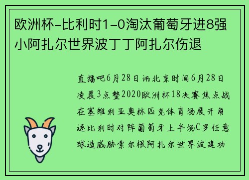 欧洲杯-比利时1-0淘汰葡萄牙进8强 小阿扎尔世界波丁丁阿扎尔伤退